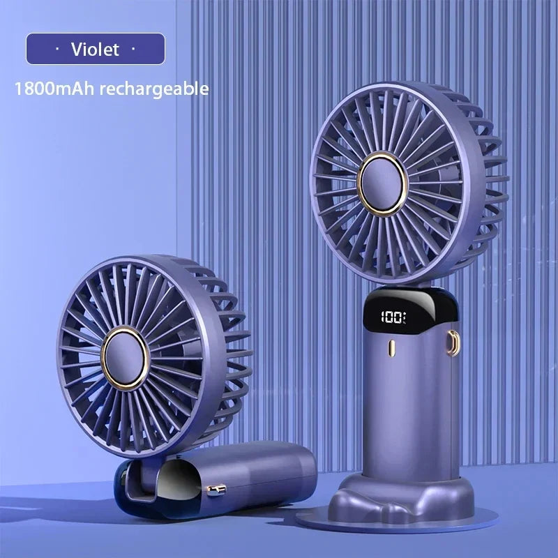 Ventilateur Portable Turbo-Cool 5 vitesses — Rechargeable, Ultra-Silencieux, 12h d'Autonomie
