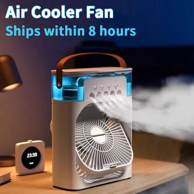 Mini Climatiseur 3-en-1 — Ventilateur + Humidificateur + Veilleuse LED | Rechargeable USB | CoolMove
