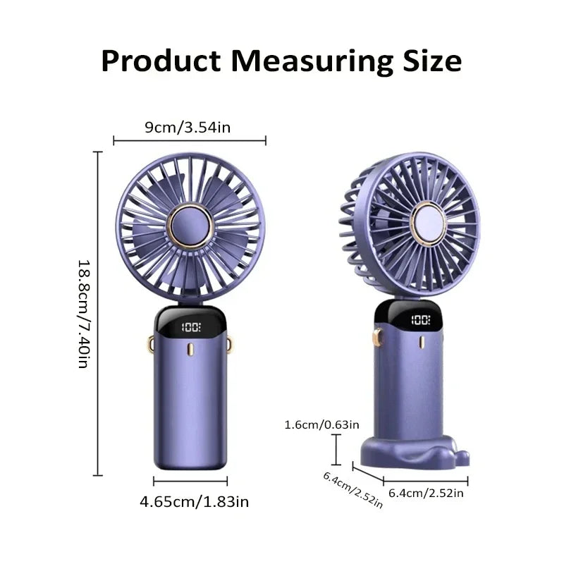 Ventilateur Portable Turbo-Cool 5 vitesses — Rechargeable, Ultra-Silencieux, 12h d'Autonomie