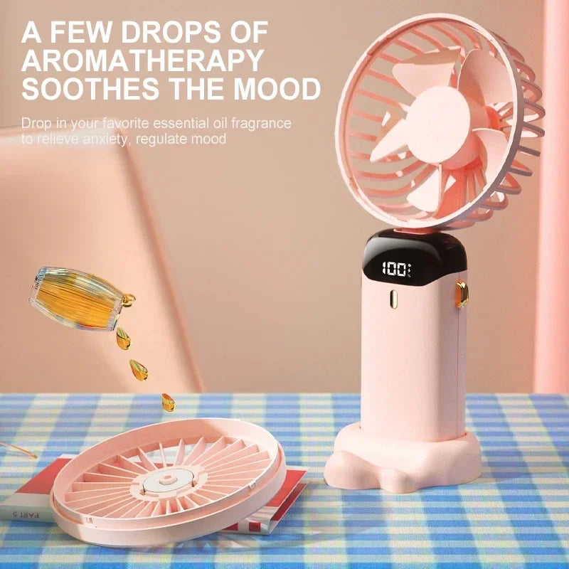 Ventilateur Portable Turbo-Cool 5 vitesses — Rechargeable, Ultra-Silencieux, 12h d'Autonomie