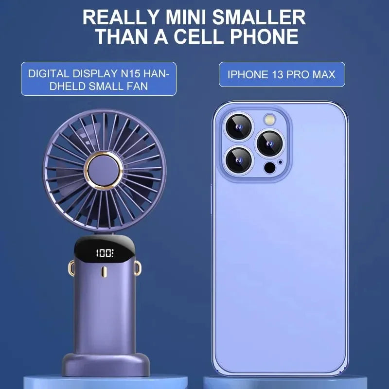 Ventilateur Portable Turbo-Cool 5 vitesses — Rechargeable, Ultra-Silencieux, 12h d'Autonomie
