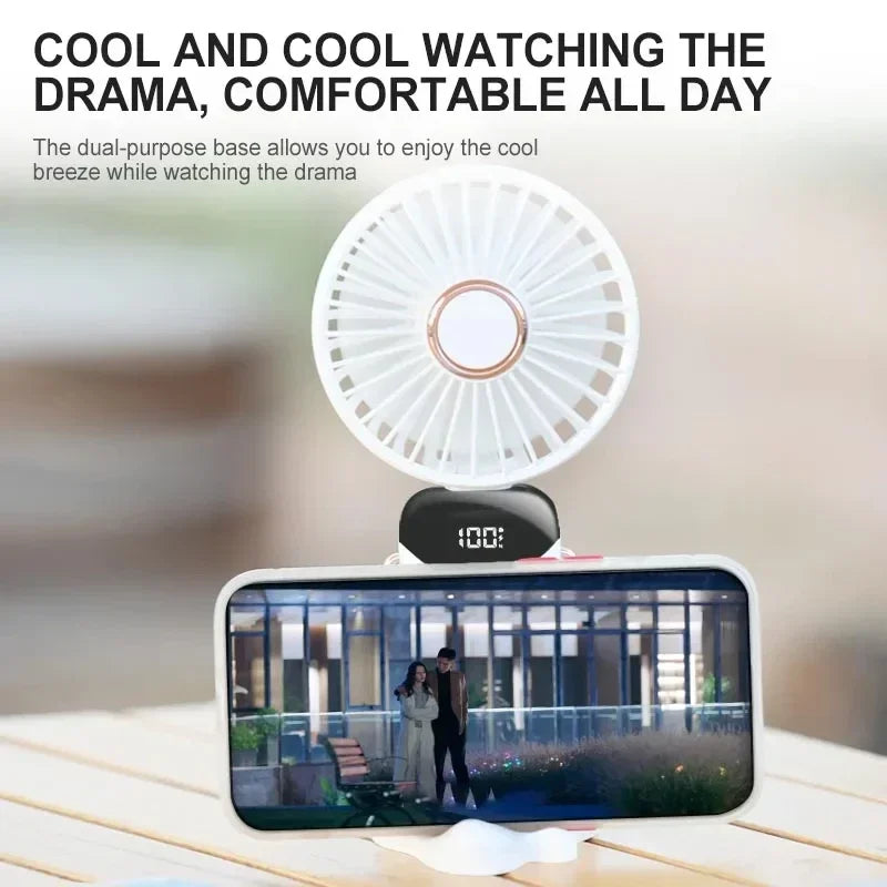 Ventilateur Portable Turbo-Cool 5 vitesses — Rechargeable, Ultra-Silencieux, 12h d'Autonomie