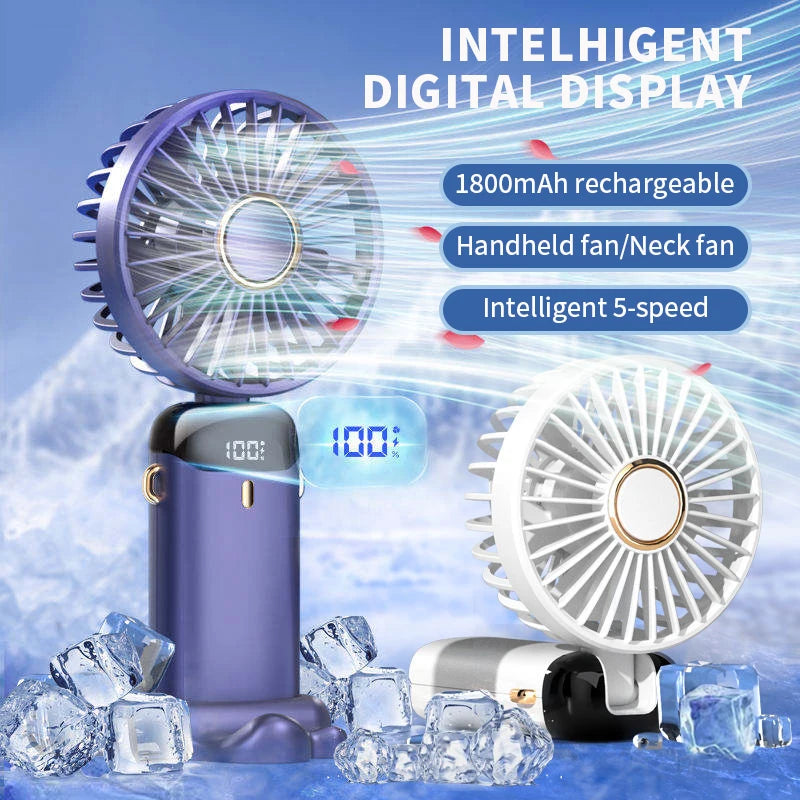 Ventilateur Portable Turbo-Cool 5 vitesses — Rechargeable, Ultra-Silencieux, 12h d'Autonomie